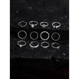 Accessorize London Women's Silver Crystal Ring Pack Of 12-picture-34