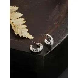 Accessorize London Women's Silver Ribbed Chunky Hoop Earrings-picture-48