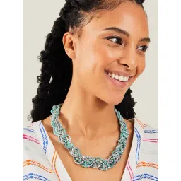 Accessorize London Women's Turquoise Statement Beaded Plait Necklace-picture-26