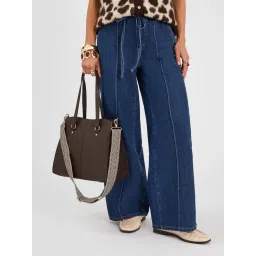 Accessorize London Womens Webbing Strap Faux Leather Handbag - Brown-picture-19