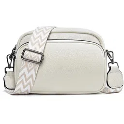 accomade White Women Sling Bag Small Crossbody Bag with Wide Guitar Strap with back & front Zipper Pocket-picture-21