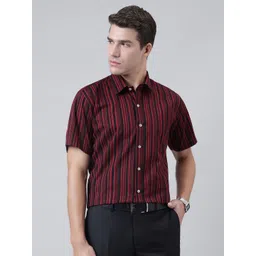 ACCOX Comfort Vertical Striped Short Sleeves Cotton Formal Shirt-picture-36