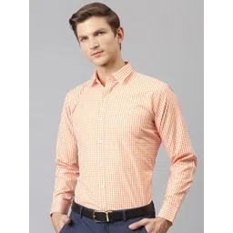 ACCOX Men Comfort Regular Fit Spread Collar Gingham Checked Cotton Formal Shirt-picture-28
