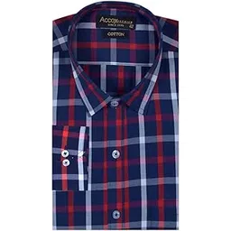 accox Men's Full/Long Sleeves Formal Regular Fit Cotton Check Shirt(GO556)-picture-25