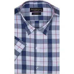 accox Men's Half Sleeves Formal Regular Fit Cotton Check Shirt(GO588)-picture-13