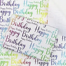 AccuPrints Birthday Wrapping Paper Sheet-6 Sheets For Party, Baby Shower-20 Inch X 30 Inch Pattern Happy Birthday-05, 6 count,White-picture-19