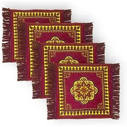 achleshwar (Set of 4 Traditional Asana for Puja - Soft Velvet Aasan for Pooja | Prayer | Sitting | Meditation - Small Carpet Mat Rug for Floor Pooja Aasan,Velvet Prayer Mat (Size 2 x2 Feet)-picture-24
