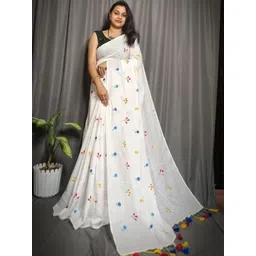 ACHOL Floral Embroidered Pure Cotton Saree-picture-11