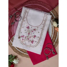 Achrangi Floral Embroidered Beads & Stones Organza Unstitched Dress Material-picture-27