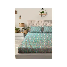 ACKROSS Blue Ethnic Aurelia Bedsheet with 2 Pillow Covers (King)-picture-13