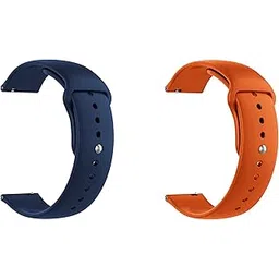 ACM Pack of 2 Watch Strap Silicone Belt 20mm Compatible with Garmin Venu Sq2 Smartwatch Sports Band (Dark Blue/Orange)-picture-22