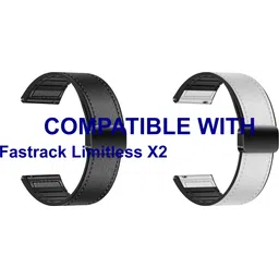 ACM WSM28P22BKWT3634 Pack of 2 Watch Strap Leather Magnetic Silicone 22mm for Fastrack Limitless X2 Smartwatch (Black/White) Smart Watch Strap-picture-24