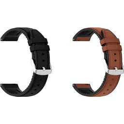 ACM WSM33U22BKBR3605 Pack of 2 Watch Strap Leather Silicone 22mm for Fastrack Rider Smartwatch (Black/Brown) Smart Watch Strap-picture-22