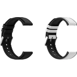 ACM WSM33U22BKWT3775 Pack of 2 Watch Strap Leather Silicone 22mm for Fastrack Revoltt Classic Smartwatch (Black/White) Smart Watch Strap image 3