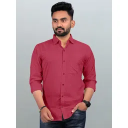 Acnos Men Premium Fit Solid Spread Collar Cotton Casual Shirt-picture-14