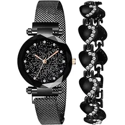 acnos Premium Collection Multi Analog Watches for Women Girls Stylish Diamond-Studded Stainless Steel and Mesh Bracelet Designs with Gift Boxes (Combo Packs Available)-picture-46