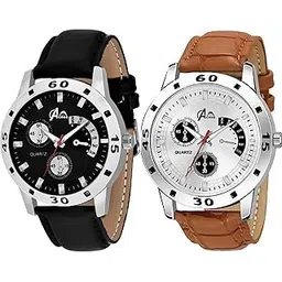 acnos Premium Leather Analog Watch for Men Combo Pack of 2 Arrival Black Blue Brown-picture-38