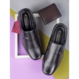 Action Men Black Solid Slip-On Formal Shoes-picture-28