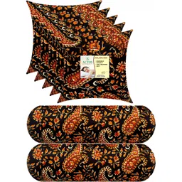 actos Combo Set Of 5 Cushion And 2 Microfibre Floral Bolster Pack of 7-picture-24