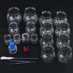 acuwellness Glass Fire Acupressure Cupping Set of 16 Cups Chinese Medical Magnetic Acupuncture Vacuum Cupping Set Cupping Kit Cupping Therapy Set 16 Glass Cups Massager-picture-12