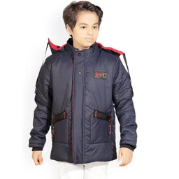 AD & AV Boys Blue Water Resistant Crop Padded Jacket with Patchwork-picture-29