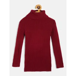 AD & AV Girls Maroon Ribbed Woollen Pullover-picture-28