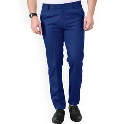 AD & AV Men Blue Classic Easy Wash Formal Trousers-image-20