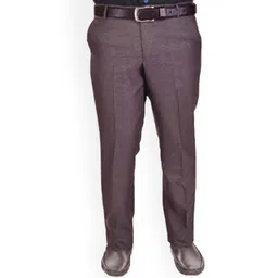 AD & AV Men Coffee Brown Textured Classic Easy Wash Formal Trousers-image-28