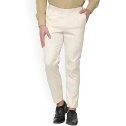 AD & AV Men Cream-Coloured Classic Easy Wash Formal Trousers-image-13