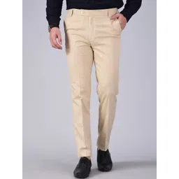 AD & AV Men Cream-Coloured Classic Easy Wash Formal Trousers-image-24