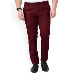AD & AV Men Maroon Classic Easy Wash Formal Trousers-image-23