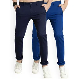 AD & AV Men Multicoloured Classic Easy Wash Chinos Trousers-image-6