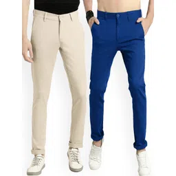 AD & AV Men Multicoloured Classic Easy Wash Chinos Trousers-image-32