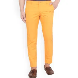 AD & AV Men Mustard Yellow Classic Easy Wash Regular Cotton Trousers-image-49