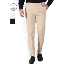 AD & AV Men Pack of 2 Classic Easy Wash Formal Trousers-image-25