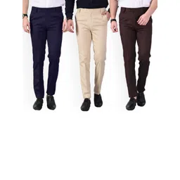 AD & AV Men Pack of 3 Classic Easy Wash Pleated Chinos Trousers-picture-12