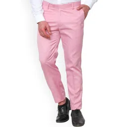 AD & AV Men Pink Classic Easy Wash Formal Trousers-image-22