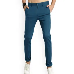 AD & AV Men Teal Blue Solid Classic Easy Wash Trousers-image-46