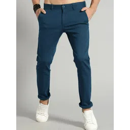 AD & AV Men Teal Classic Easy Wash Chinos Trousers-image-45