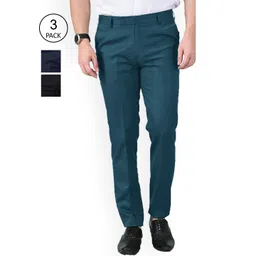 AD & AV Pack of 3 Men Black Classic Easy Wash Chinos Trousers-picture-38