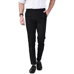 Men Formal Pant Men Regular Fit | Flat Front Solid Polyester Fabric Pant for Office, Formal and Casual Wear-image-0