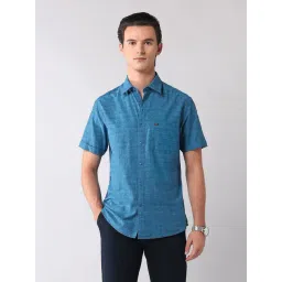 AD by Arvind Aqua Cotton Self Shirt-picture-25