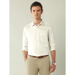 Ad By Arvind Beige Cotton Regular Fit Striped Shirt-picture-27