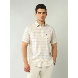 Ad By Arvind Beige Cotton Slim Fit Checks Shirt-picture-36
