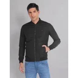AD by Arvind Black Slim Fit Bomber Jacket-picture-14