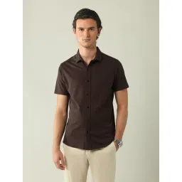 Ad By Arvind Brown Cotton Slim Fit Printed Shirt image 4