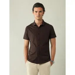 Ad By Arvind Brown Cotton Slim Fit Printed Shirt image 1