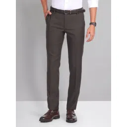 AD by Arvind Brown Slim Fit Flat Front Trousers-picture-12