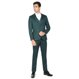 Ad By Arvind Green Regular Fit Self Pattern Three Piece Suit-picture-17