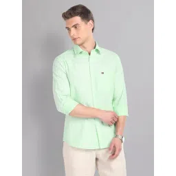 AD by Arvind Green Slim Fit Striped Shirt-picture-38